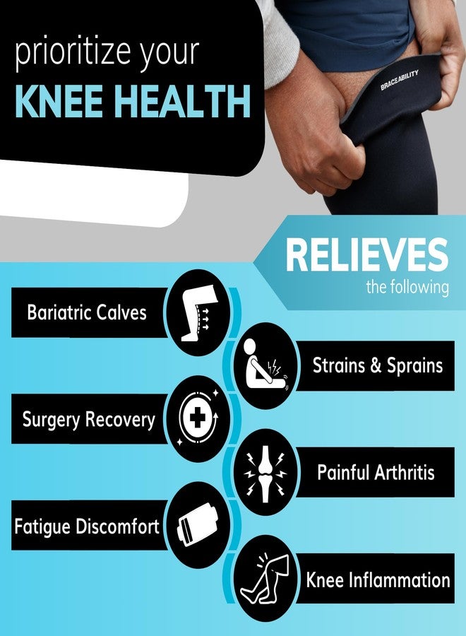 BraceAbility Plus Size Neoprene Compression Knee Sleeve - Extra-Large Arthritis Joint Pain Support Brace for Overweight to Obese Women or Men with Big Thighs and Large Legs (XL) - Image 3